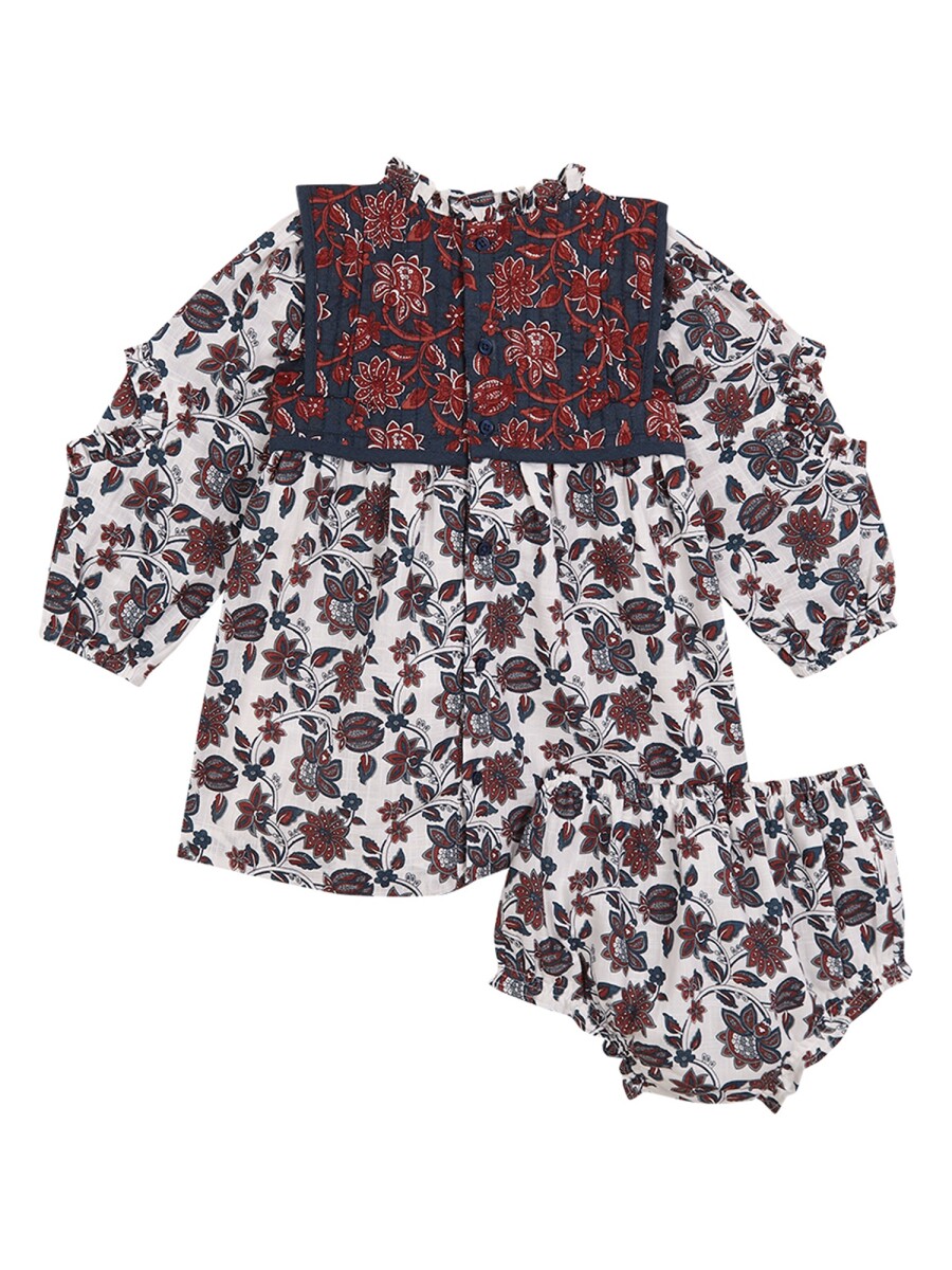 Vestido Estampado Con Blanco Roto