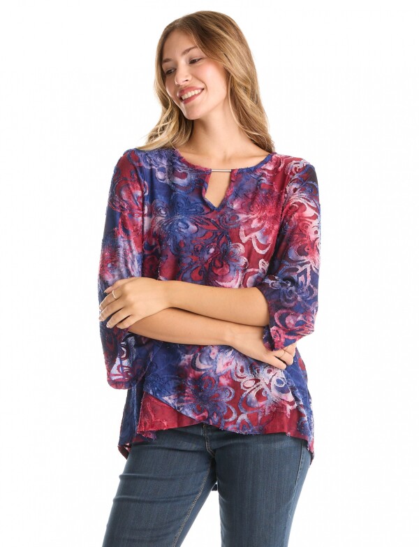 Blusa Keyhole MULTI/AZUL