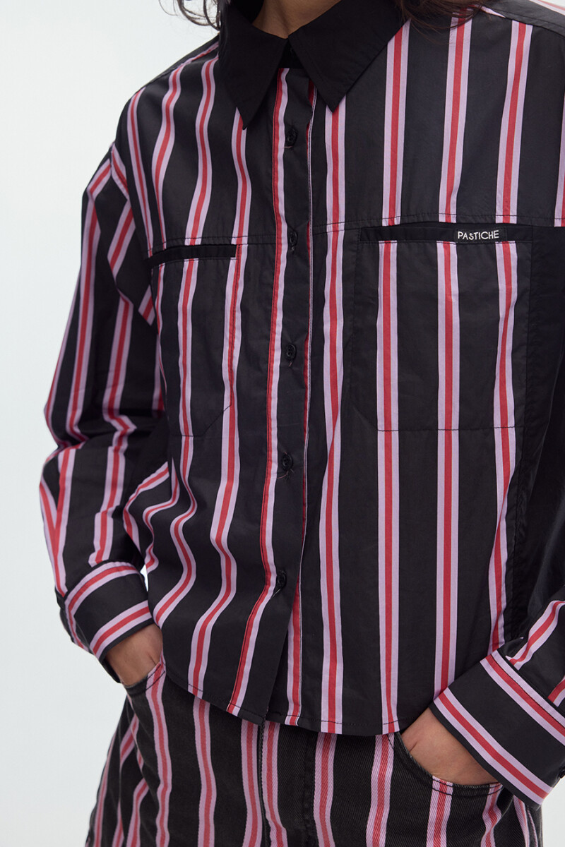 Camisa Road Print Stripes Black