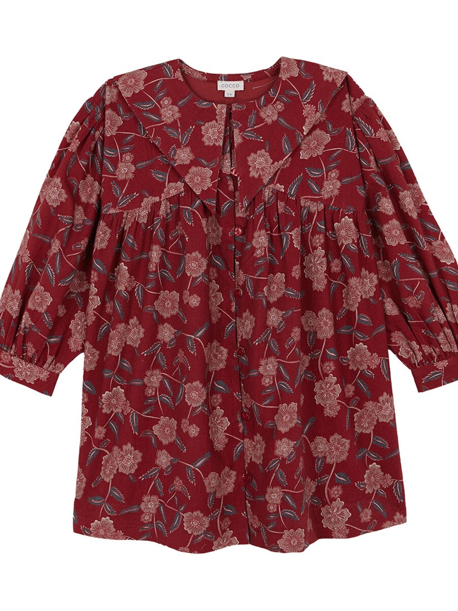 Vestido Estampado Flores Granate