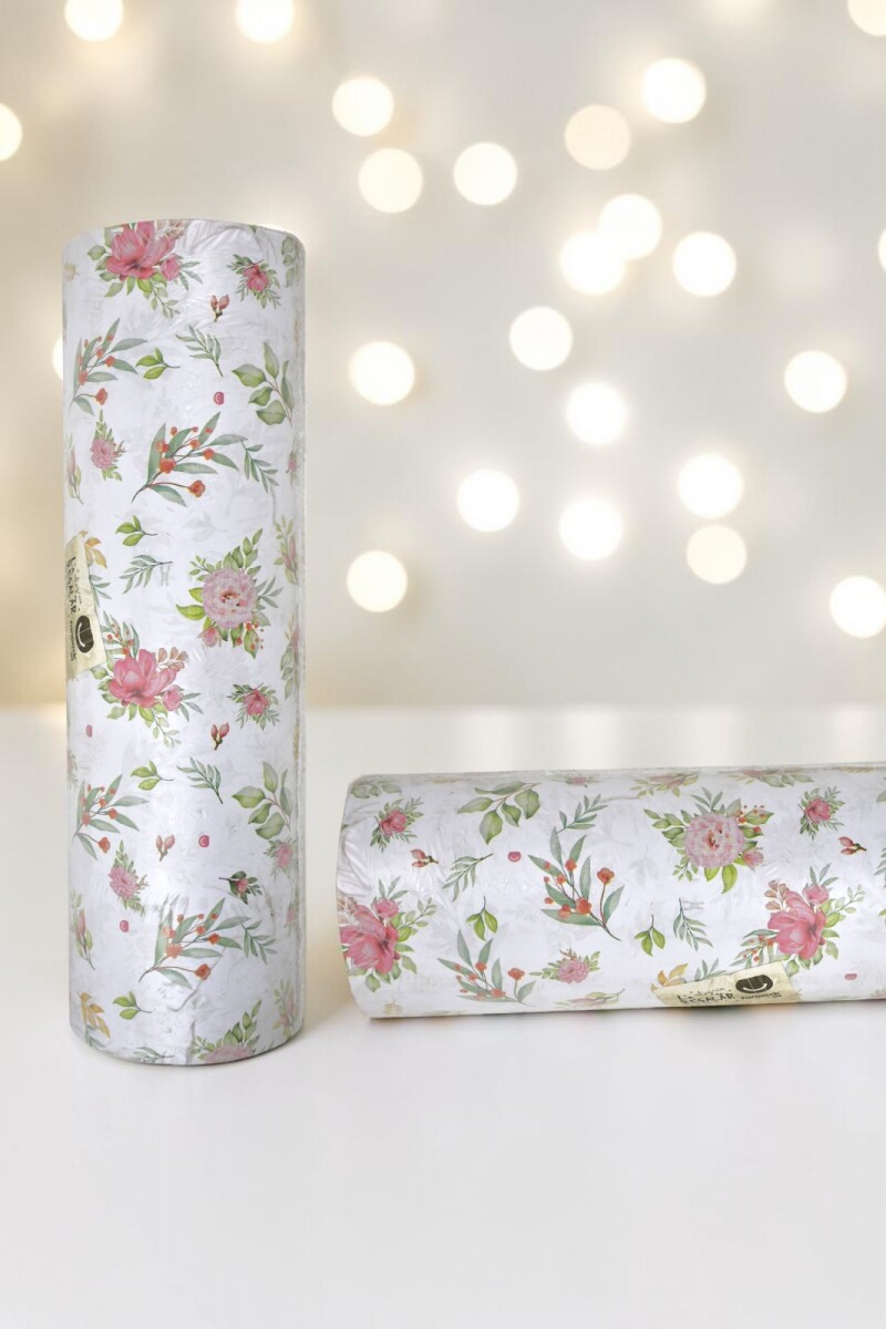 Papel Regalo Bobina 40cm x 100mts - PINK FLOWERS 