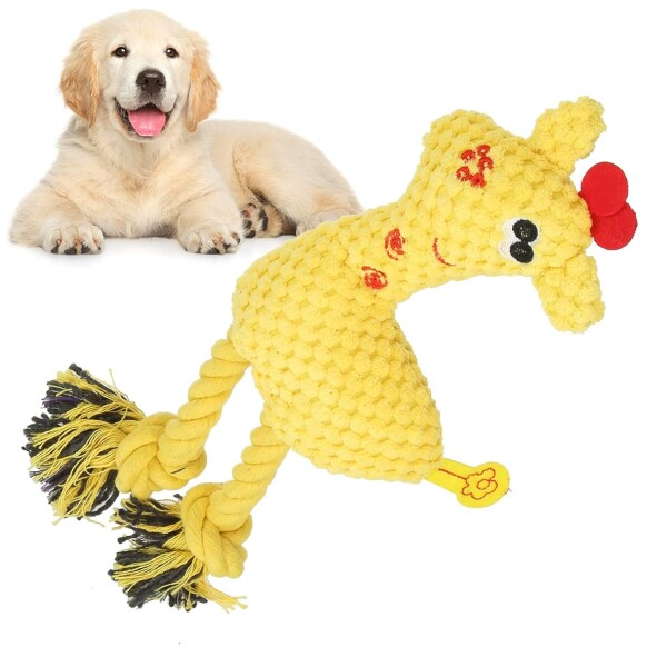 Peluche Mascota Jirafa Sonido Perros Gatos Cuerda Resistente Color Variante Amarillo