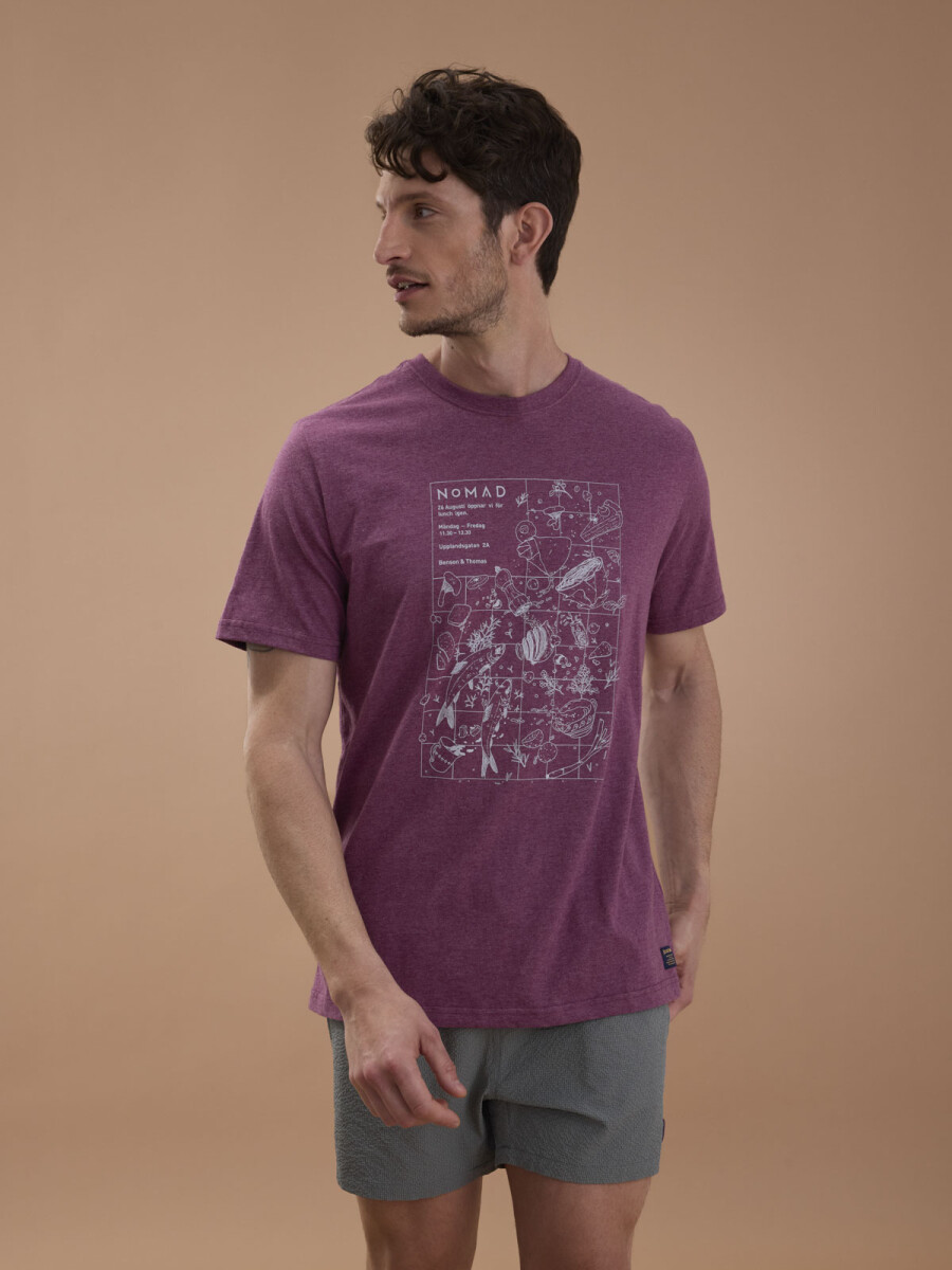 T-SHIRT ESTAMPA FOOD - BURDEOS MEL 