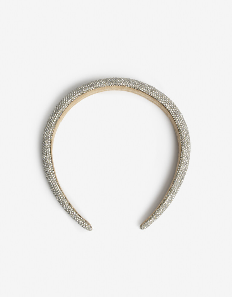 Vinchas Rígidas Strass Vincha Semipuffy Strass Plateado - Plateado