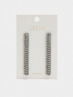 Pendientes Largos De Cadenas Con Cristales plateado