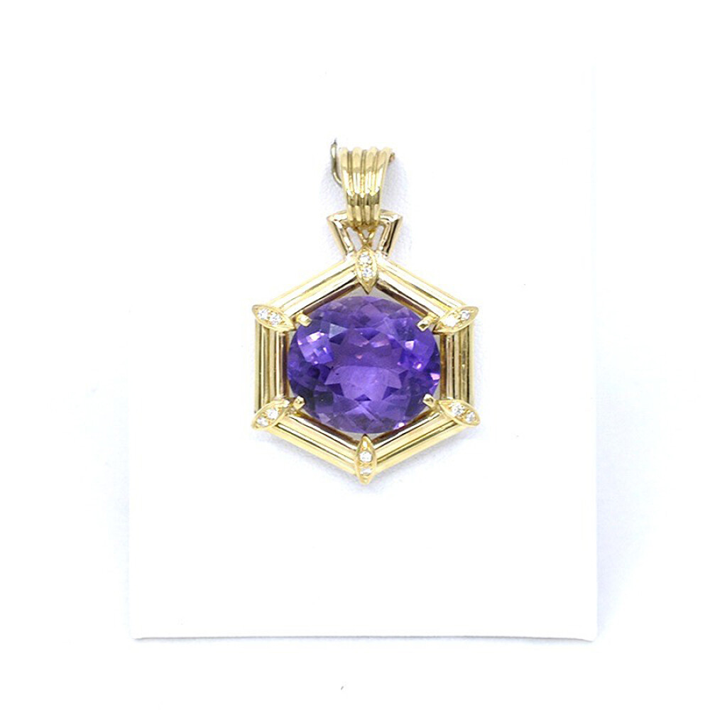 Colgante En Oro 18K, Amatistas Y Brillantes Colgante En Oro 18K, Amatistas Y Brillantes