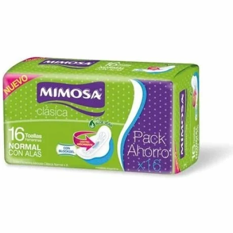 Toalla Femenina MIMOSA c/alas x16 Pack Ahorro Toalla Femenina MIMOSA c/alas x16 Pack Ahorro