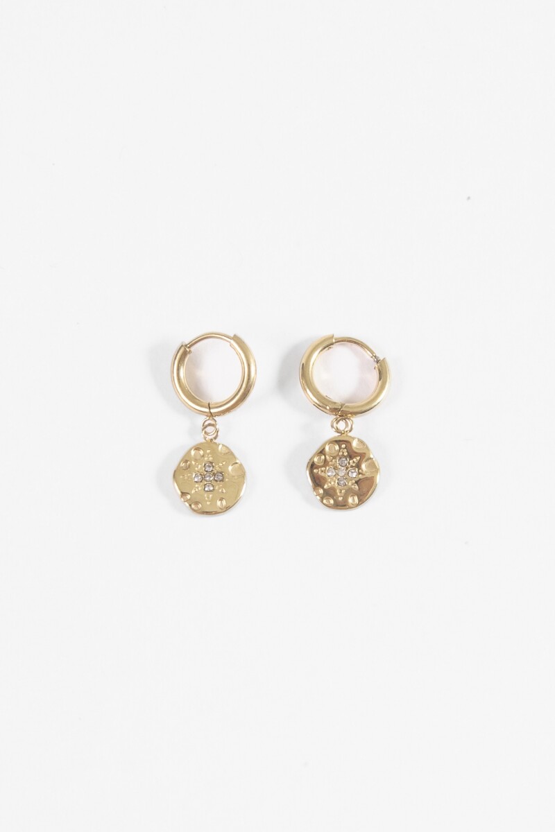 Aros dije medalla strass dorado