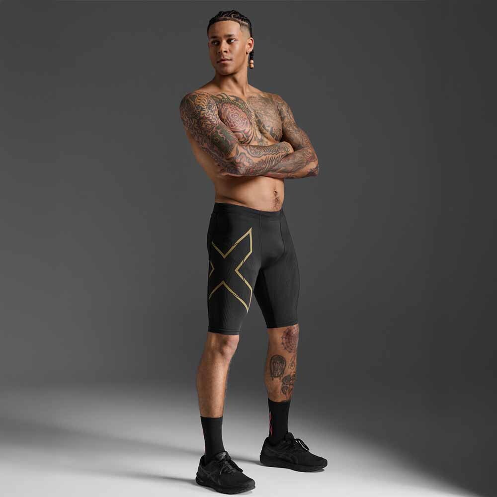 Short Running Light Speed Compression Hombre Black/gold Reflective