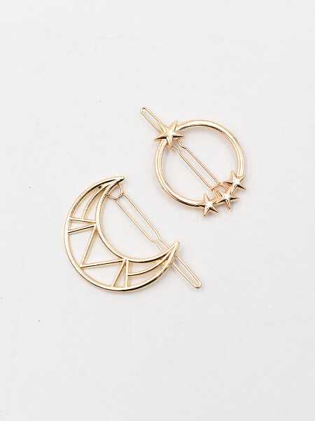 PINZAS PARA PELO X2 DISEÑO ESTRELLA DORADO