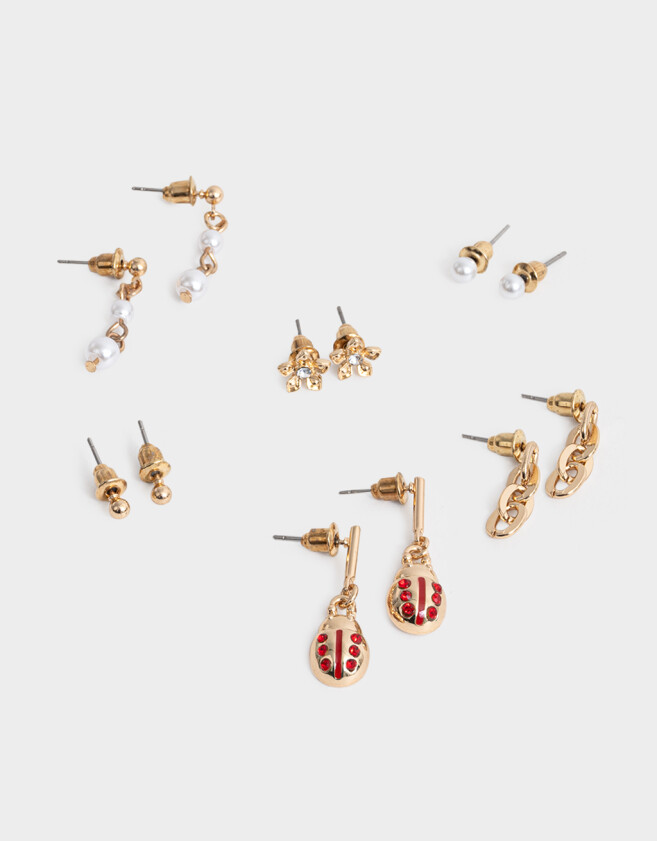 Aros Sets Con perlas Set De Aros Con Perlas - Dorado