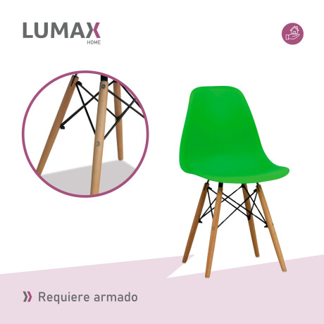 Silla De Comedor Eames Pack 4 Unidades Varios Colores Lumax Verde