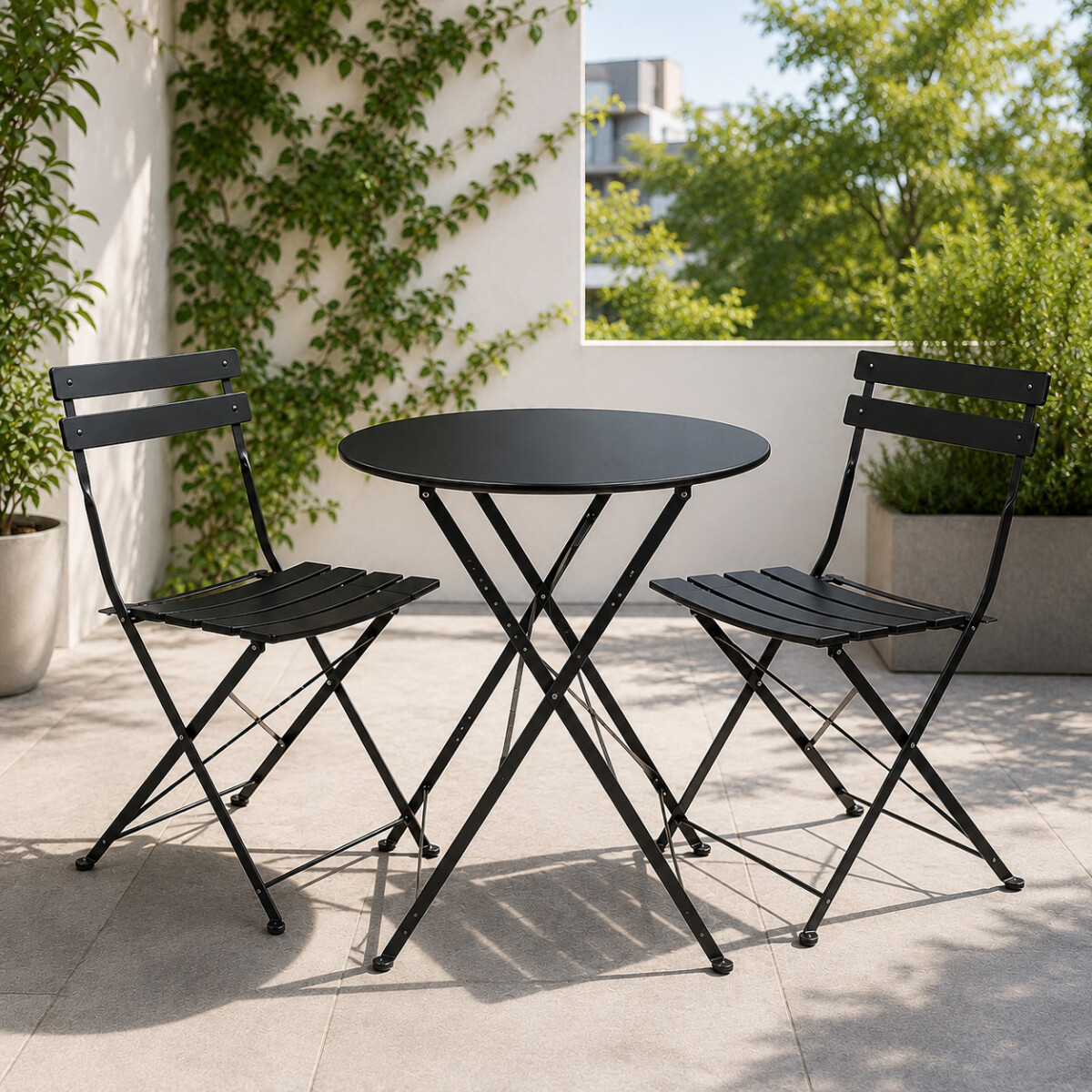 Set Juego Jardín Combohome Balcón Bistro Plegable 3 Piezas - Negro 1 