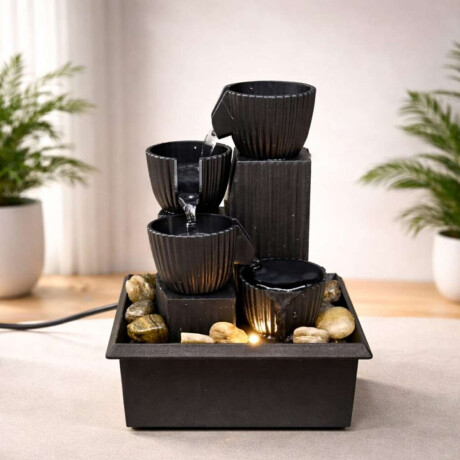 Fuente de Agua electrica cuencos facetados Negro