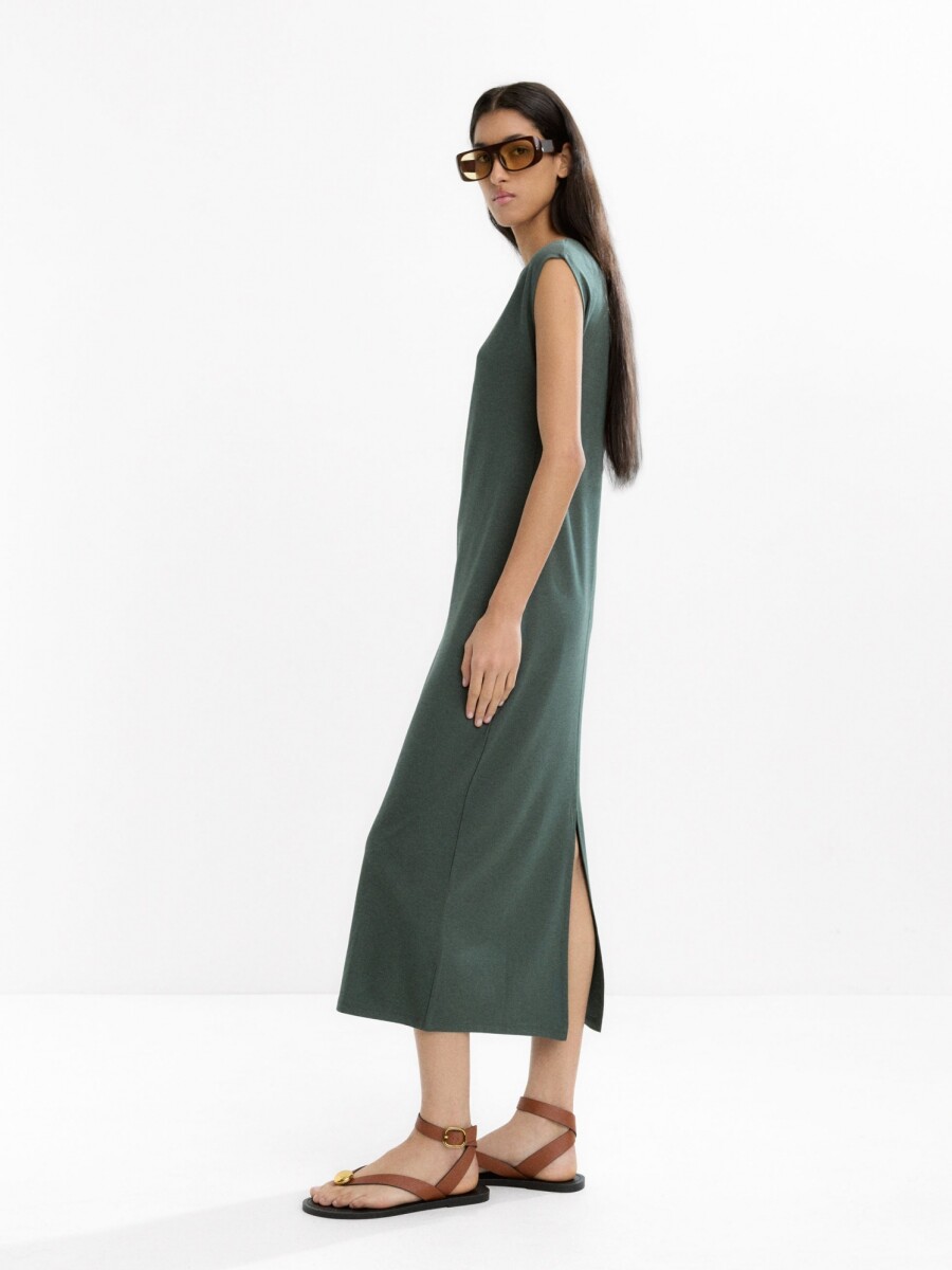 Vestido Midi Liso caqui