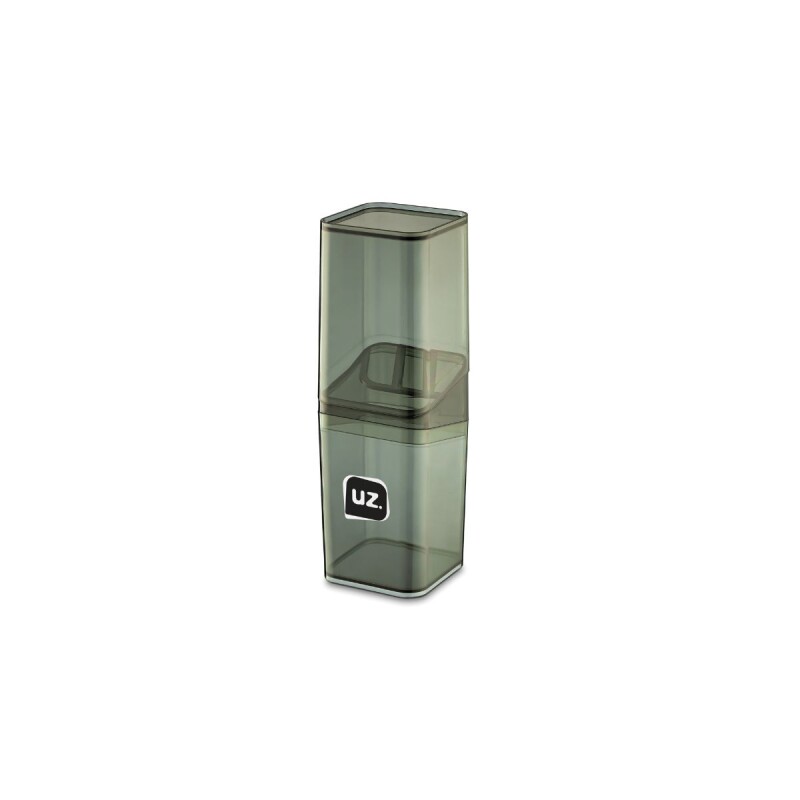 Set de baño, porta cepillo y organizador de mesada NEGRO TRASLÚCIDO