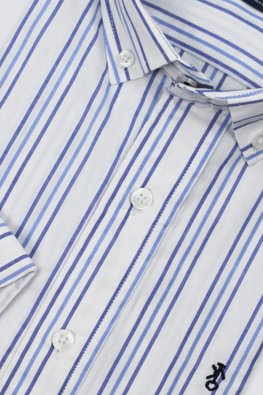 Camisa de Hombre Premium Rayada Raya triple azul y celeste