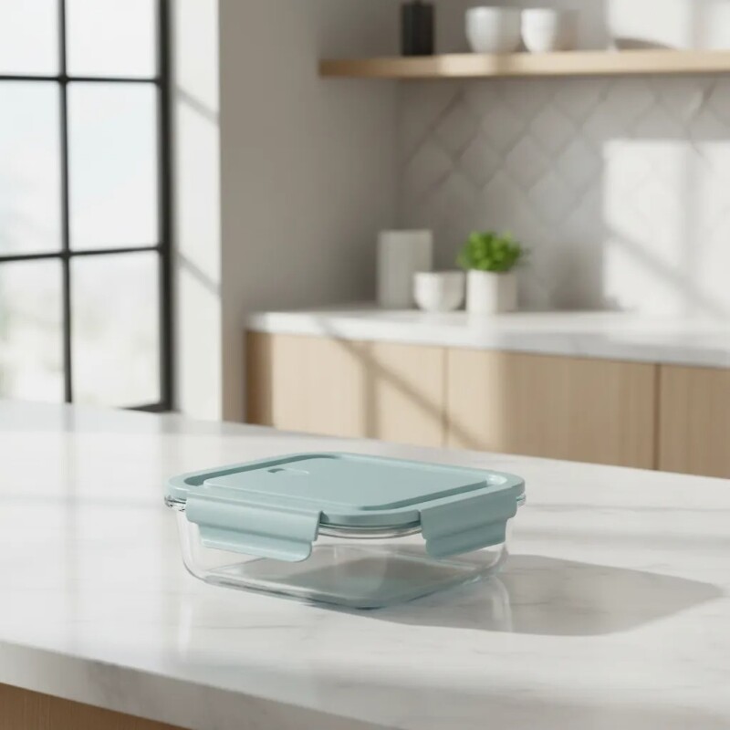 Recipiente Rectangular de Vidrio C/Trabas 680 ML - X-BX1002 Recipiente Rectangular de Vidrio C/Trabas 680 ML - X-BX1002