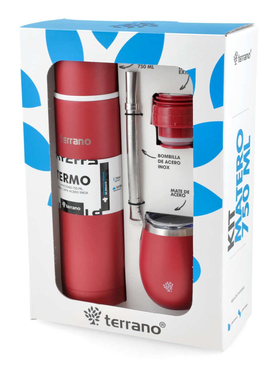 Kit Termo Bala + Mate con bombilla - Rojo 