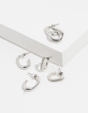 Aros Argollas Set Strass Set De Argollas Con Strass - Plateado Rodio