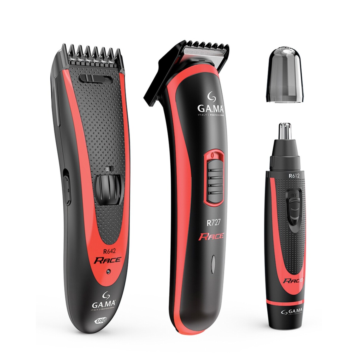 Combo Gama Race Clipper + Trimmer + Nose Trimmer - Negro/Rojo 