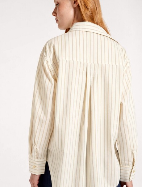 CAMISA DE ALGODÓN DE MANGA LARGA BEIGE