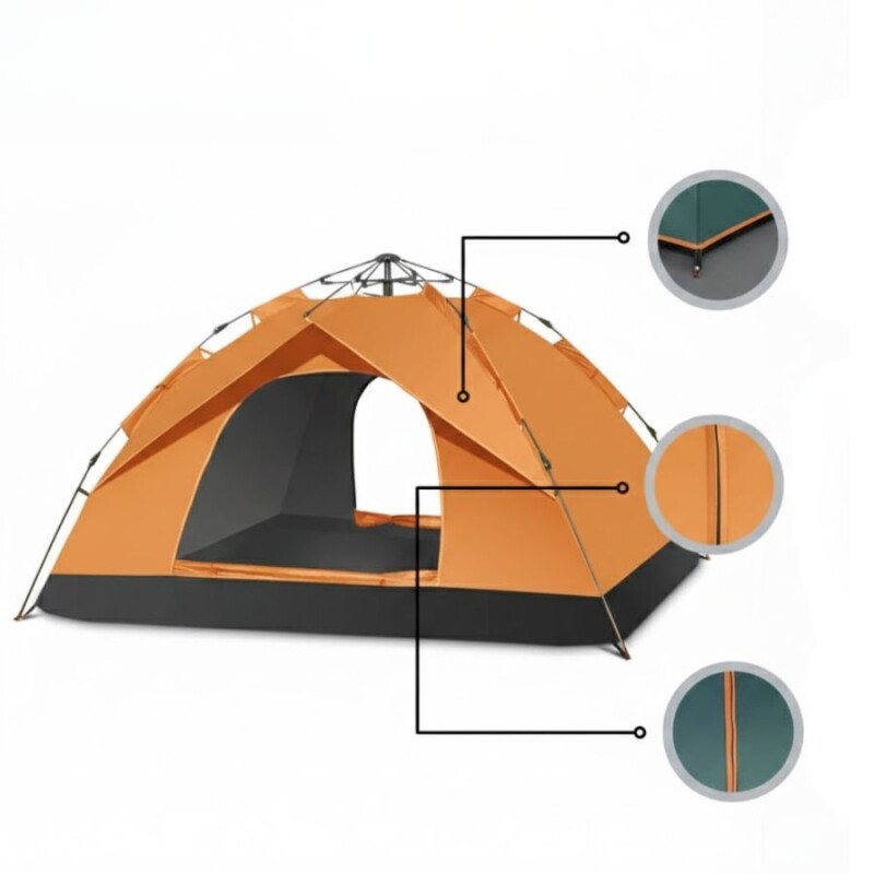 Carpa Impermeable Autoarmable Capacidad 3 a 4 Personas Naranja