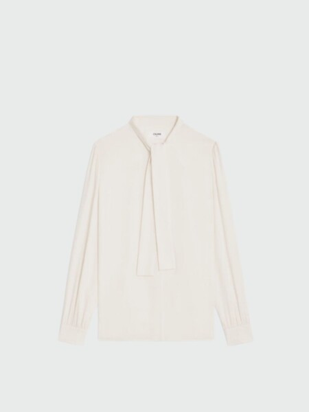 Celine- Blusa manga larga con lazo Marfil