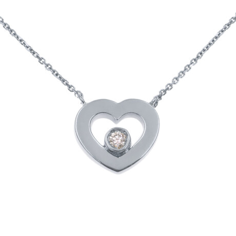 Colgante y cadena Sabrina corazón de oro blanco 18k. con brillante Colgante y cadena Sabrina corazón de oro blanco 18k. con brillante