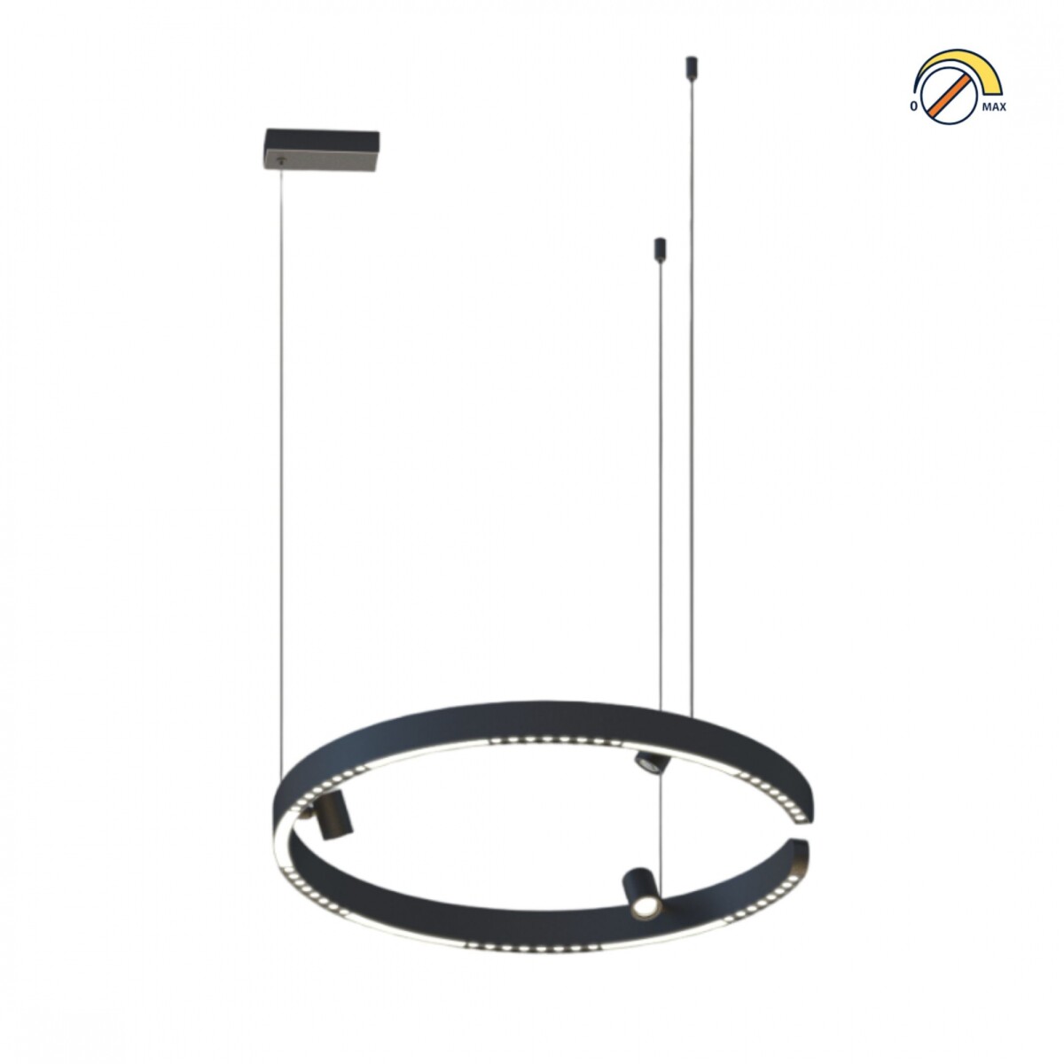 Colgante Led circular anillo suspendido y spots 40W Dimerizable 