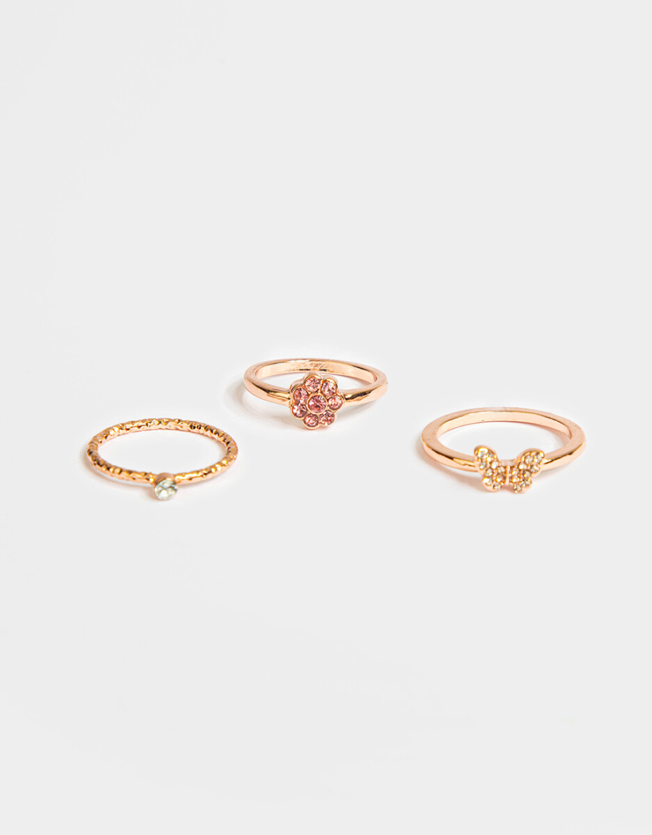 Set De Anillos Con Strass 