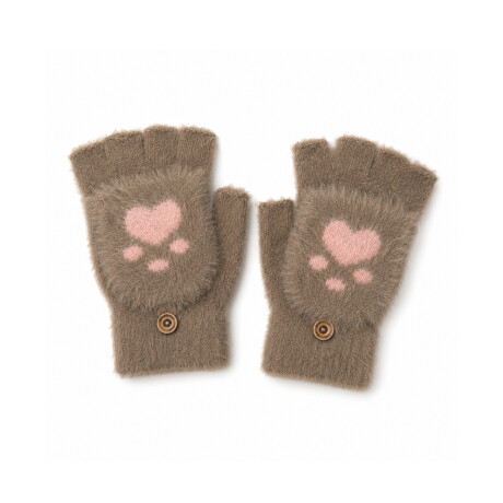 Mitones guantes peluche peludito Huella Marron