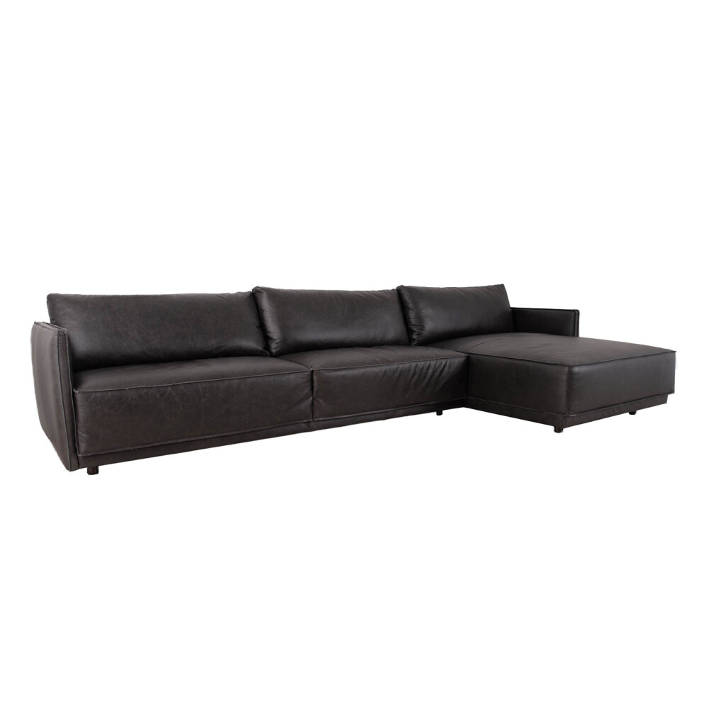 SILLÓN C/CHAISE CUERO-100-NATURAL NEGRO ROMEO TP3