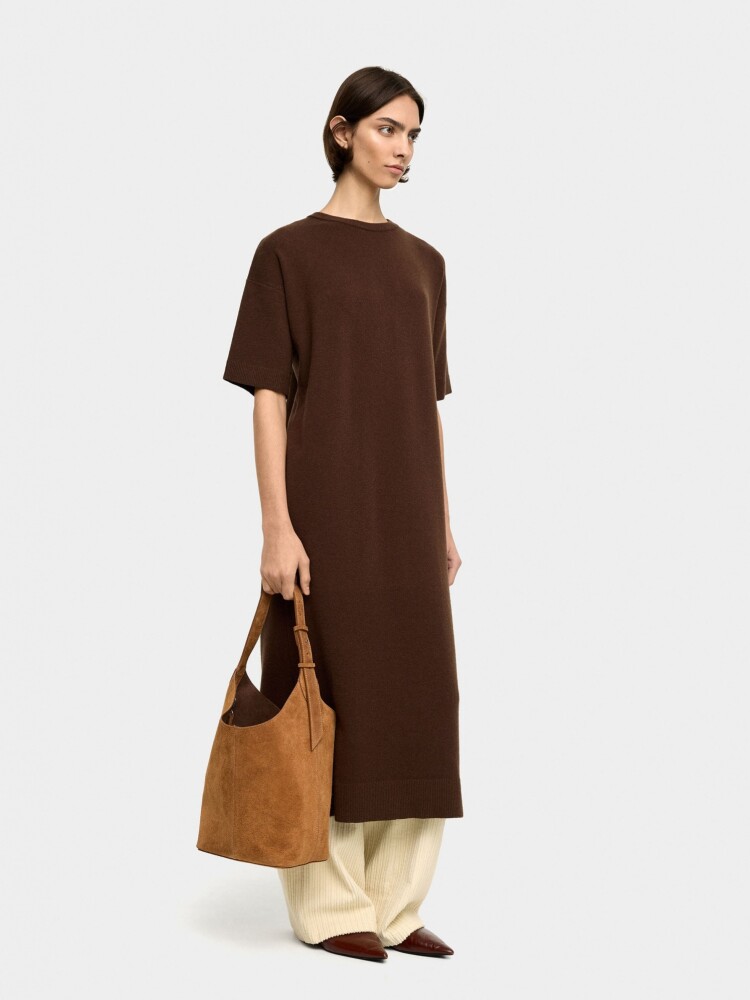 Vestido Midi De Punto marron