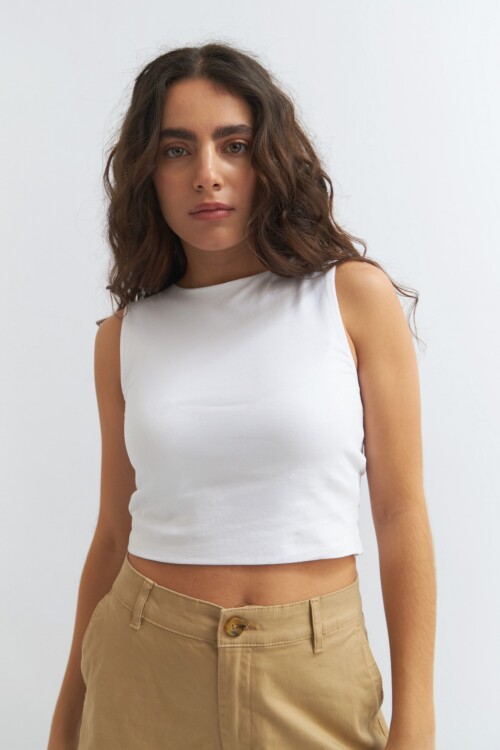 Crop top sin manga BLANCO