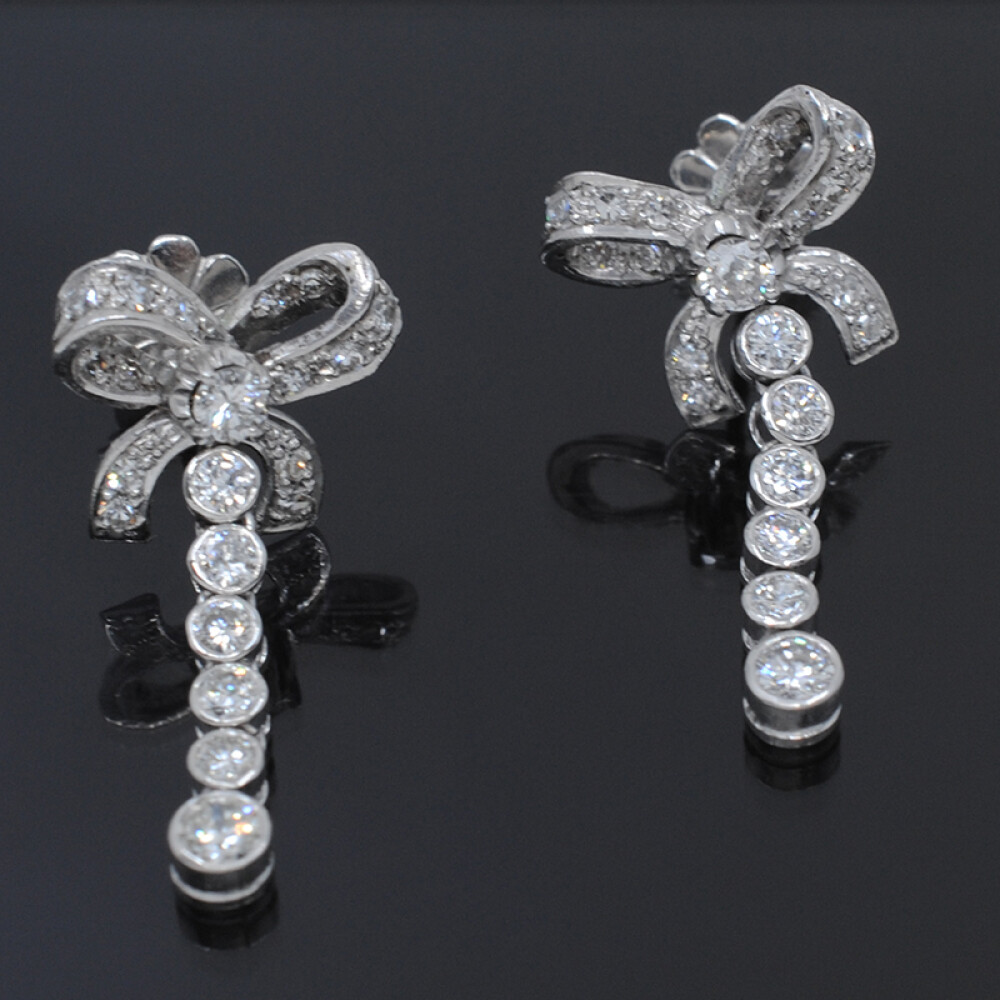 Caravanas Oro Blanco 18K Y Brillantes Caravanas Oro Blanco 18K Y Brillantes