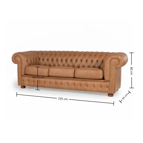 Sofá Chesterfield Novo - Cuero Advanced - 3 cuerpos Mostarda