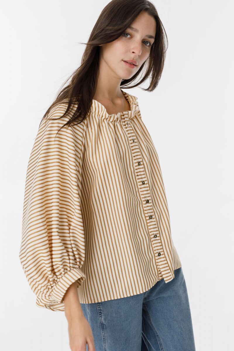 Camisa New Fini Rayas Beige