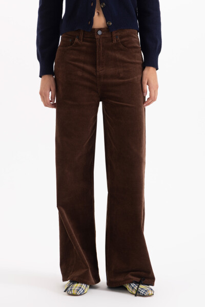 JEANS WIDE X CORD MARRON Marron