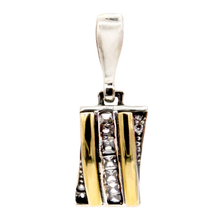Colgante de plata 925, double en oro 18 ktes y circonias. Colgante de plata 925, double en oro 18 ktes y circonias.