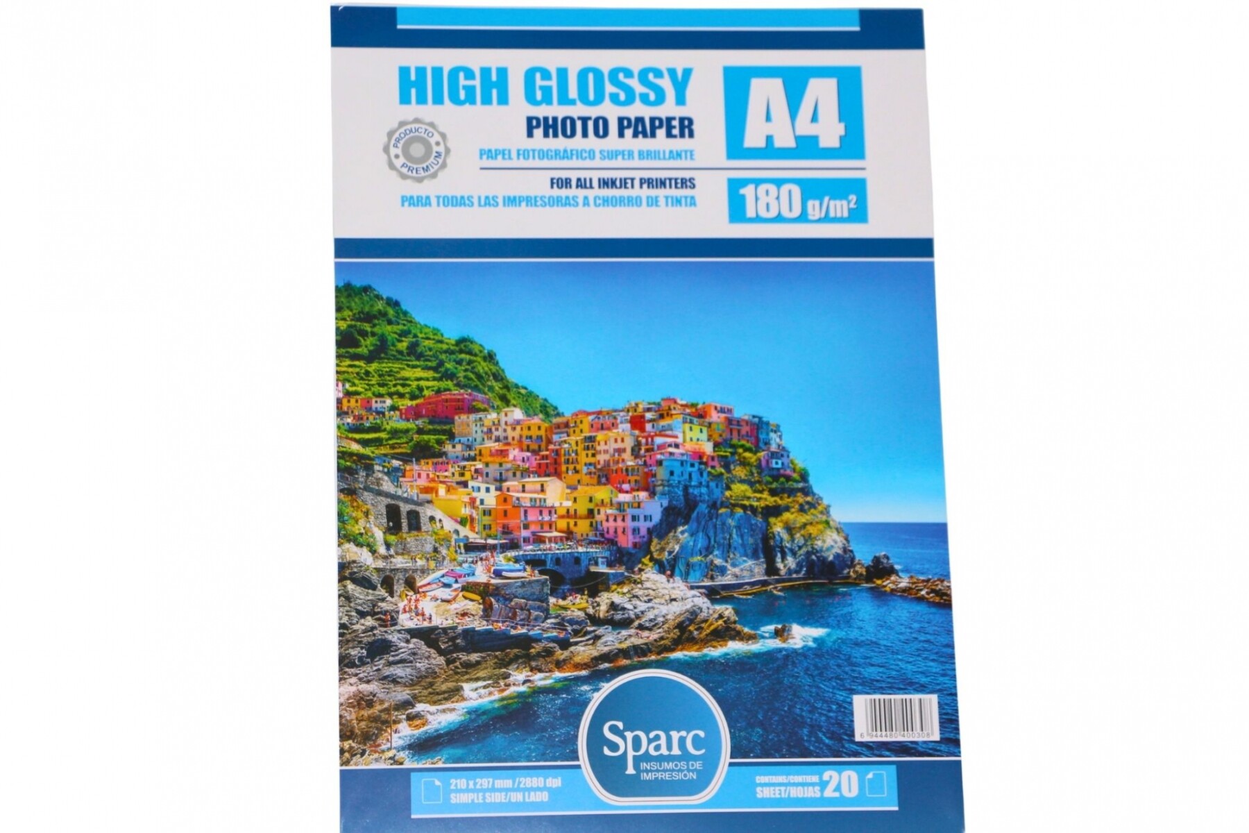 PAPEL FOTO GLOSSY A4 180GRSX20 