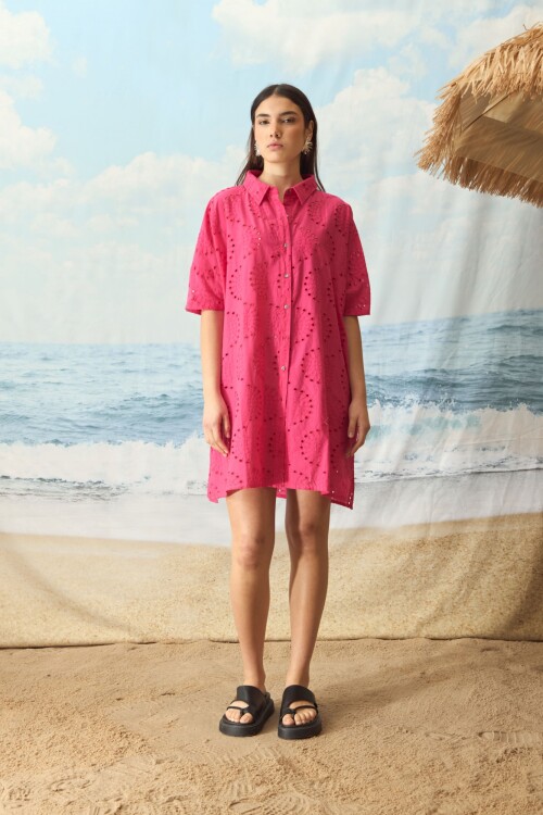 Túnica broderie fucsia