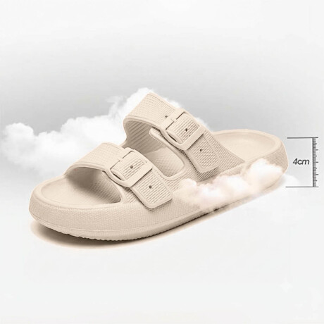 Sandalia Chancleta Hebilla Antideslizante Cómoda Beige