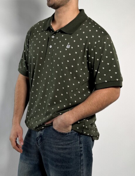 Remera polo de algodon estampada Darin Verde