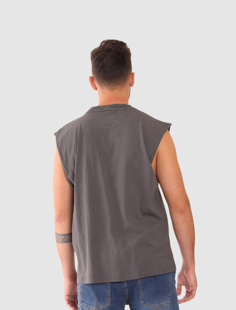 Musculosa Oversize Gris Oscuro