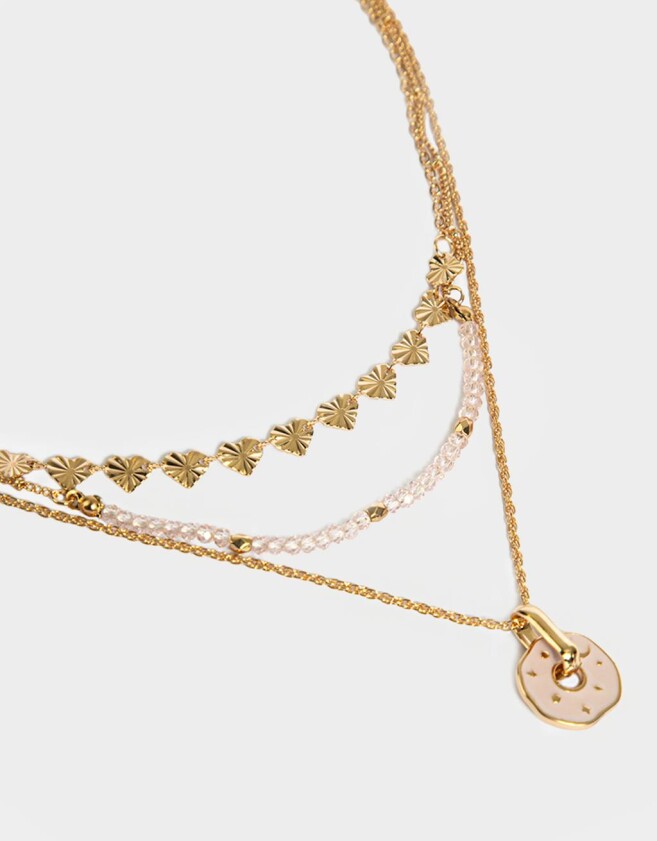 Collares Cortos Capsula Especial Collar Con Dije De Estrellitas Y Luna - Dorado
