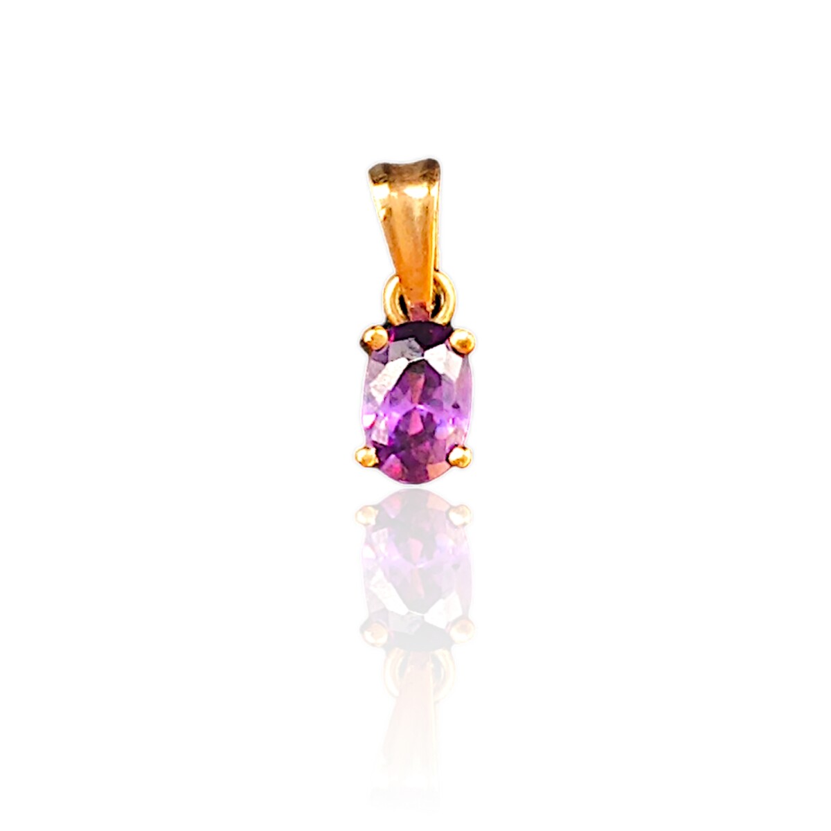 Dije Oval-Oro bajo-Piedra Amatista-CP8510 - Conpiedra 