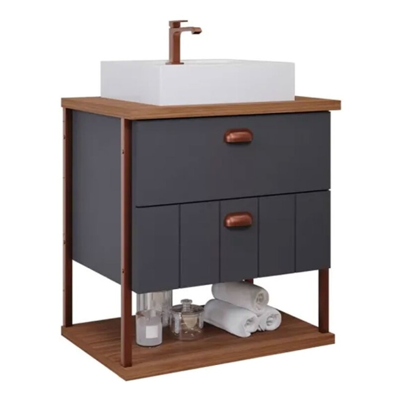 Juego De Muebles De Baño Uni Con Espejo, 60 Cm, Mgm Dark Gray Mobile Juego De Muebles De Baño Uni Con Espejo, 60 Cm, Mgm Dark Gray Mobile