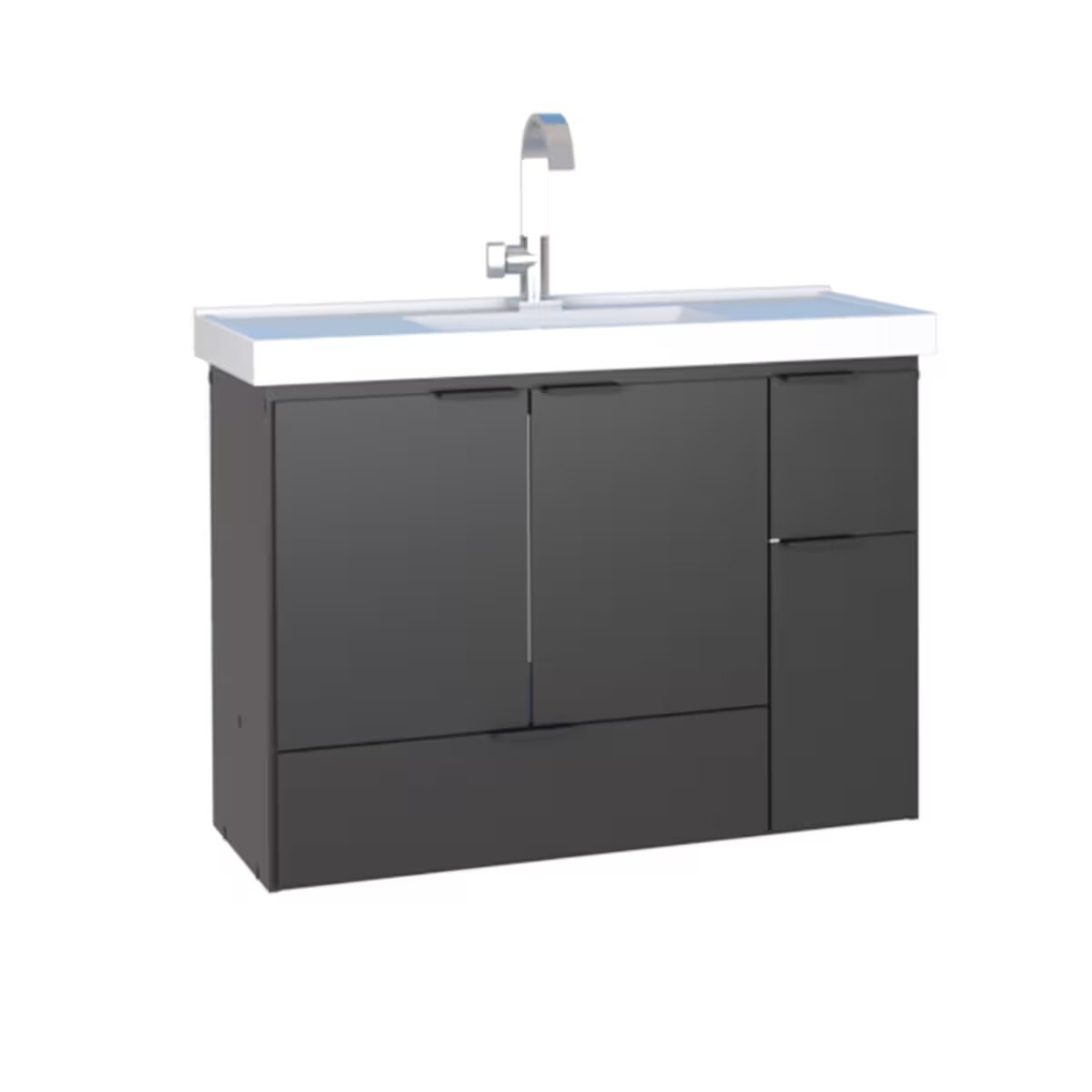 Mueble De Baño Suspendido Orquidea Negro 80 Cm Con Bacha De Resina 