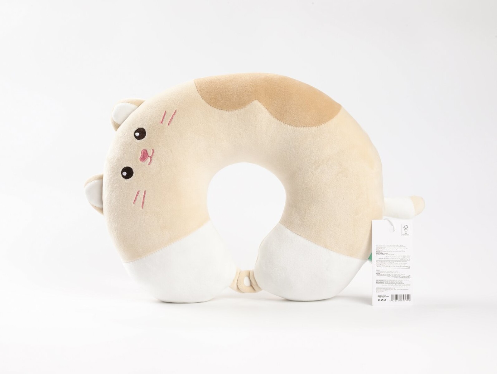 ALMOHADA CERVICAL DE GATO ANIMADO – DISEÑO GATO CAQUI 